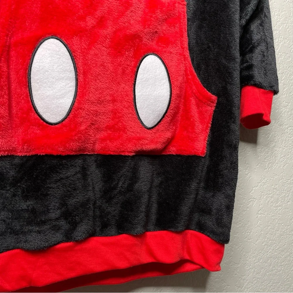 NWT Disney Women's Mickey Mouse Sleep Lounger Black and Red Fleece Hoodie - Picture 9 of 15